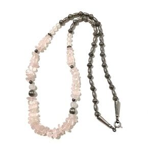 Sterling Silver Rose Quartz Bead Necklace